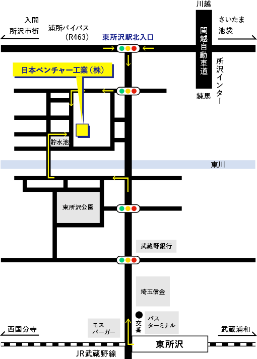 日本ベンチャー工業（株）アクセスマップ